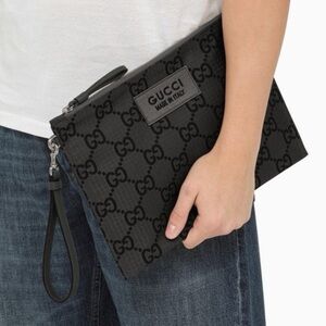 Gucci Monogram Clutch / Supreme Ripstop Pouch - NWT - Gray
